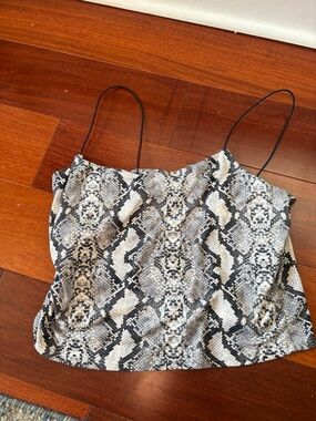 gaze Snake-Print Spaghetti Strap Cami in Black, Gray & Cream